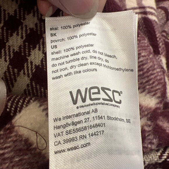 We are the Superlative Conspiracy WESC Shacket Purple Cream Plaid Shirt Jacket - Picture 9 of 11